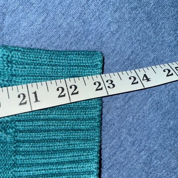 LL Bean Vintage Cable Knit Sweater Teal Cotton XL Fisherman Crewneck 90s - Picture 8 of 10